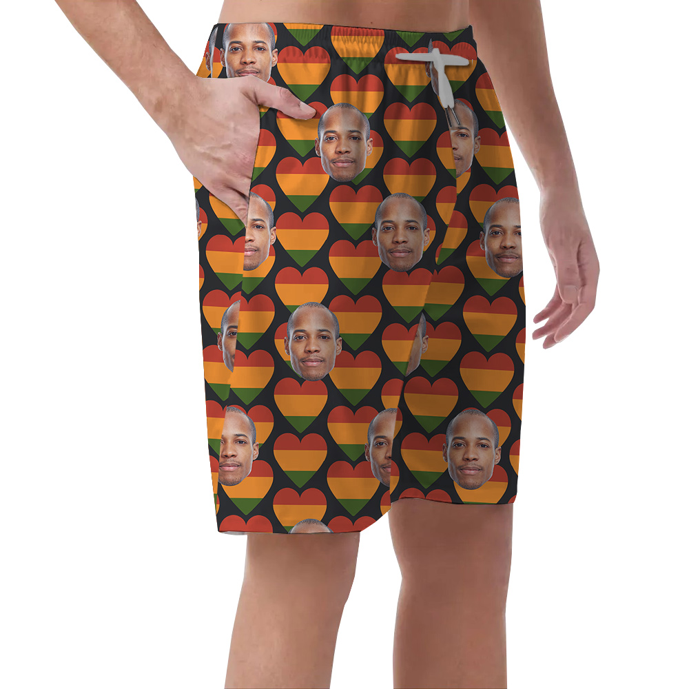 19th June Heart Pattern Hawaiian Short for Men Custom 1 - 4 Faces