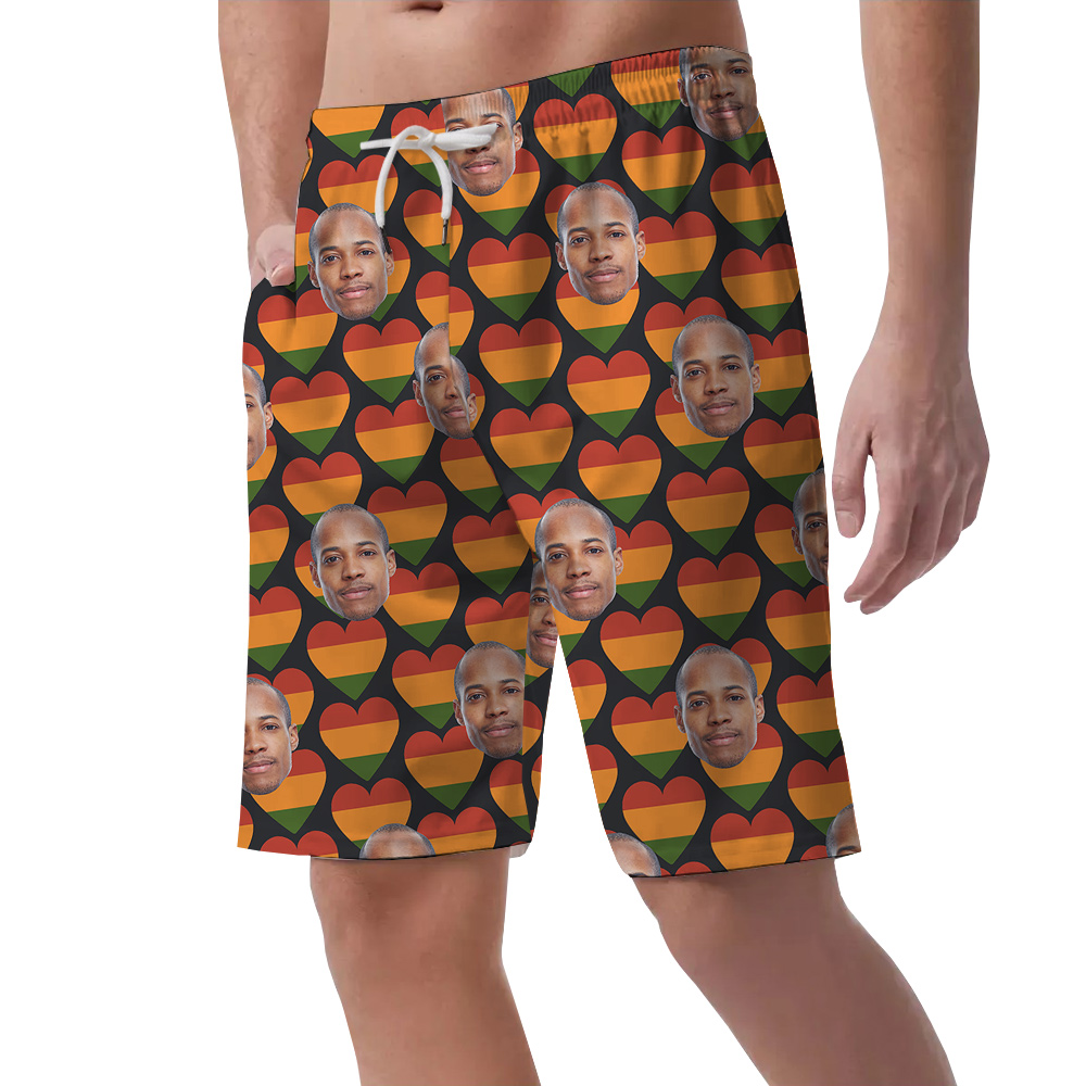 19th June Heart Pattern Hawaiian Short for Men Custom 1 - 4 Faces