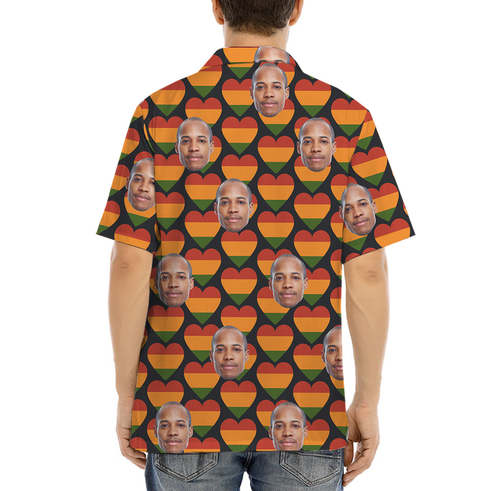 19th June Heart Theme Hawaiian Men Shirt Custom 1-4 Faces