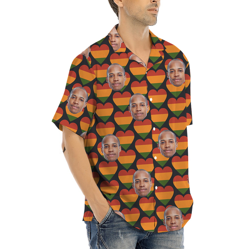 19th June Heart Theme Hawaiian Men Shirt Custom 1-4 Faces
