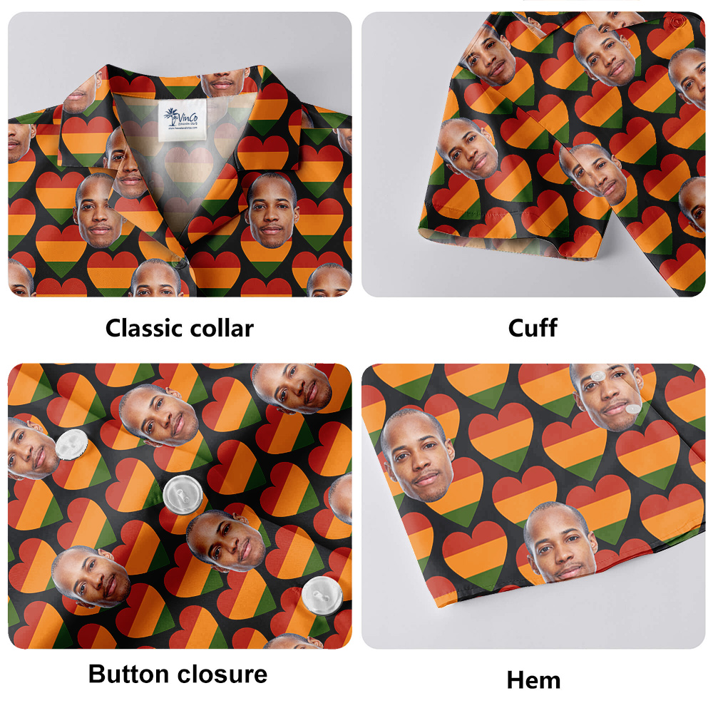 19th June Heart Theme Hawaiian Men Shirt Custom 1-4 Faces