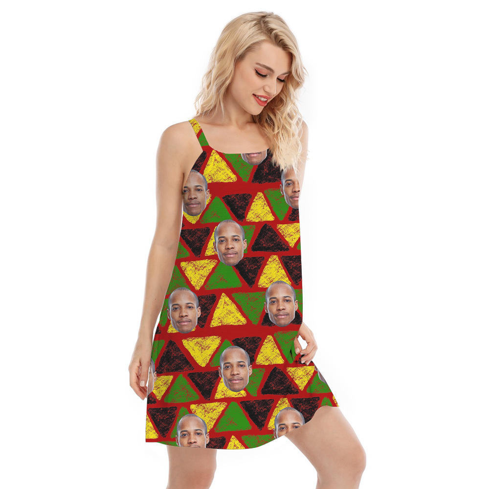 19th June Hawaiian Cami Dress Custom Multiple Faces