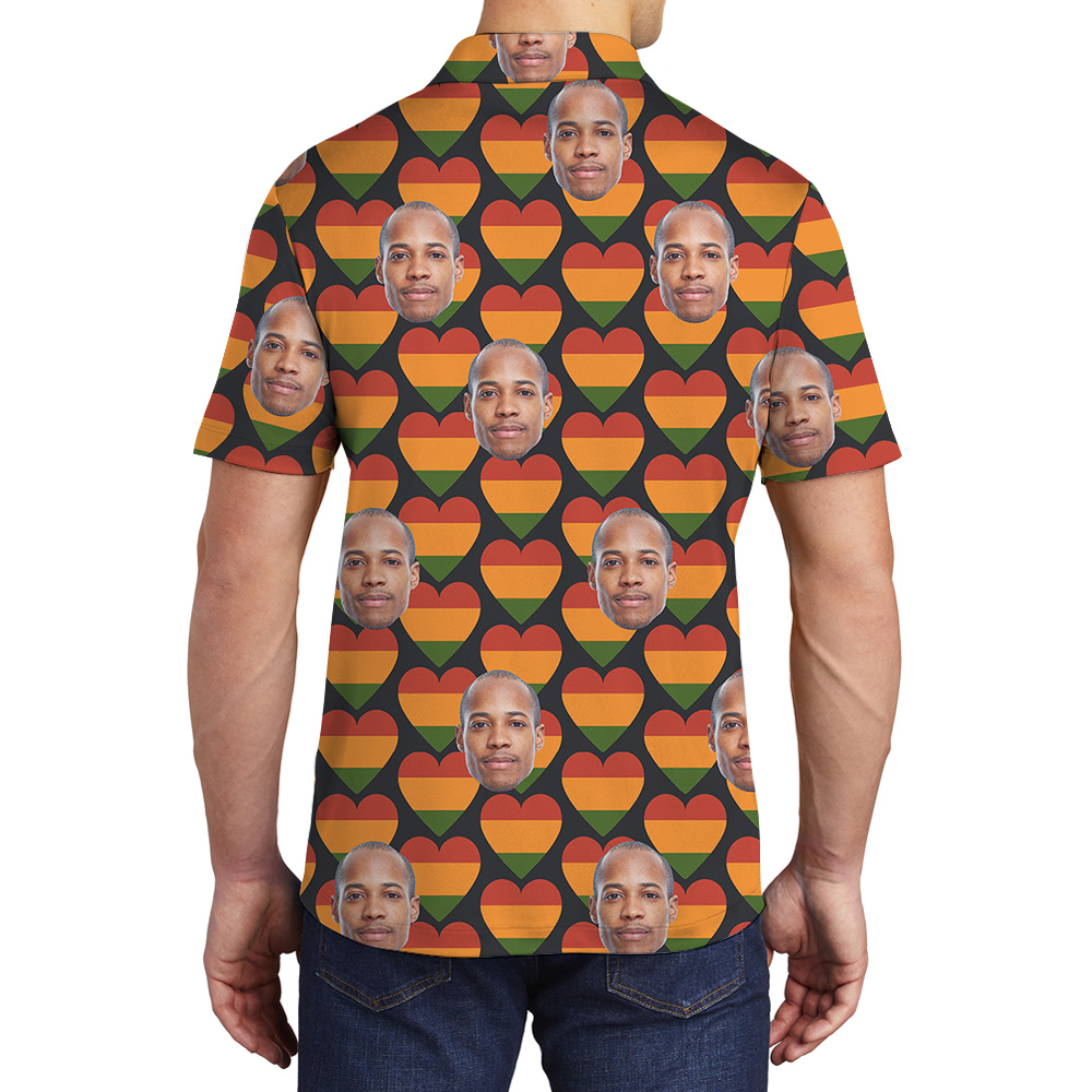 19th June Heart Theme Hawaiian Men Polo Shirt Custom 1-4 Faces