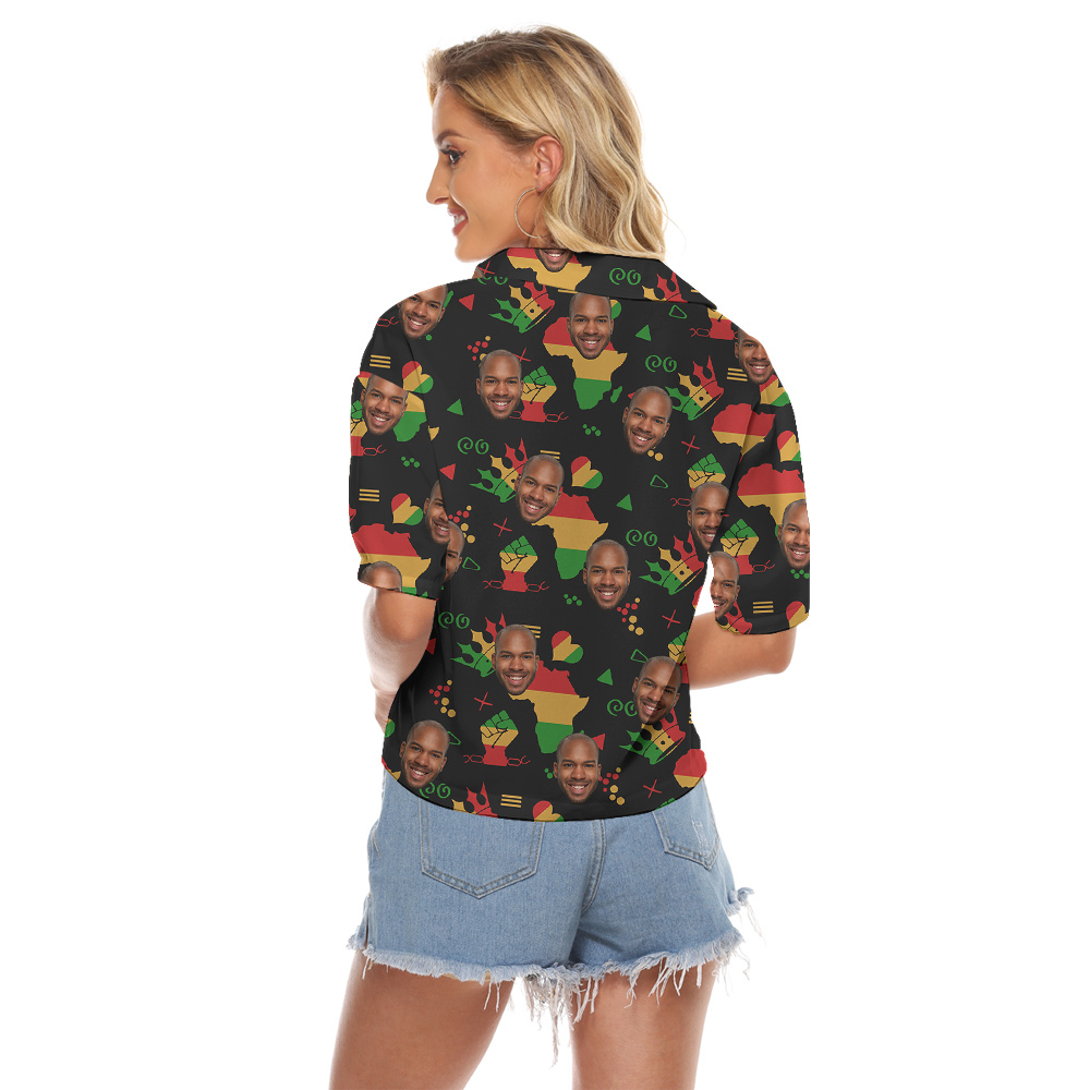 Custom Faces Juneteenth Independence Day Women Cropped Shirt