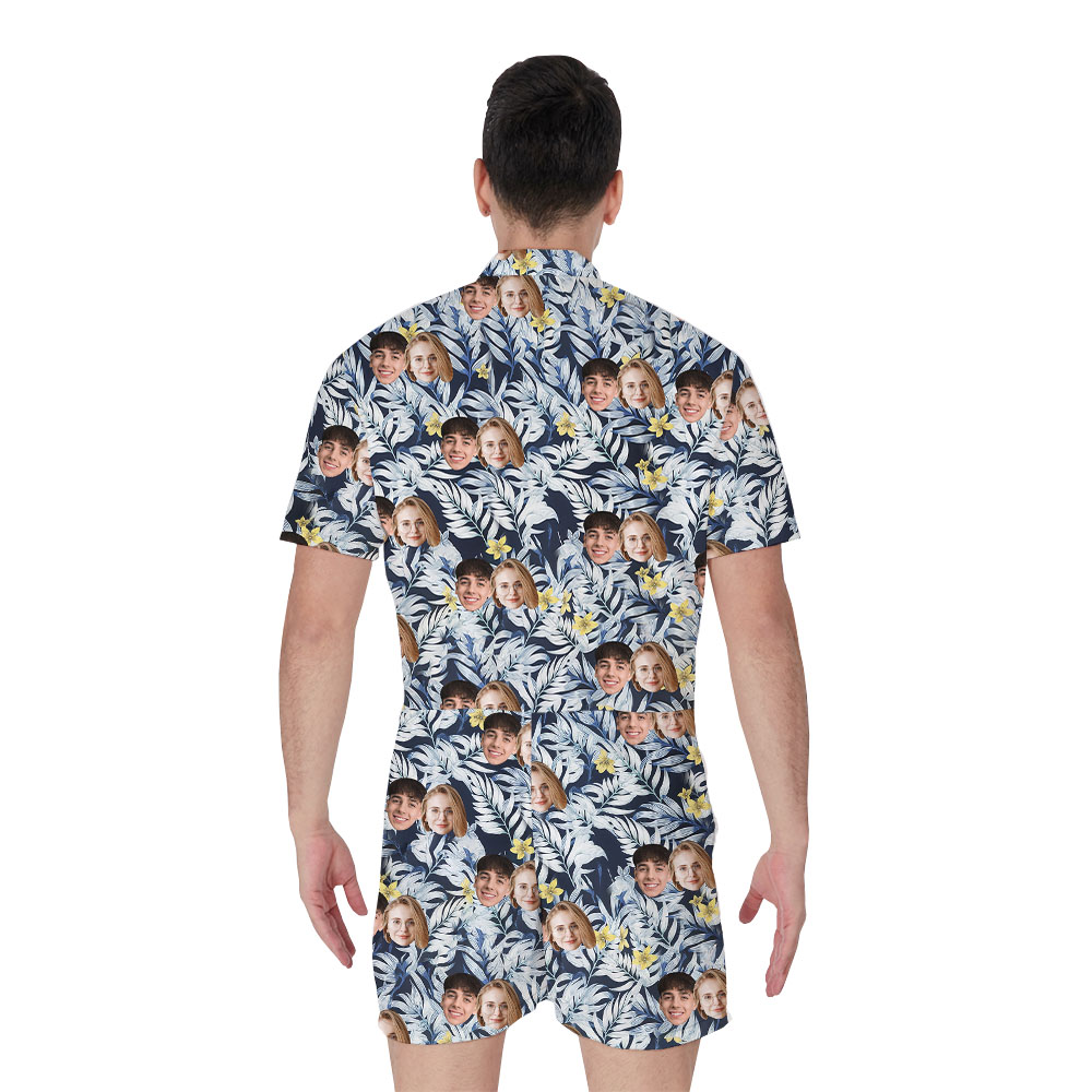 Custom Tropical And 1-5 Faces Men's Romper