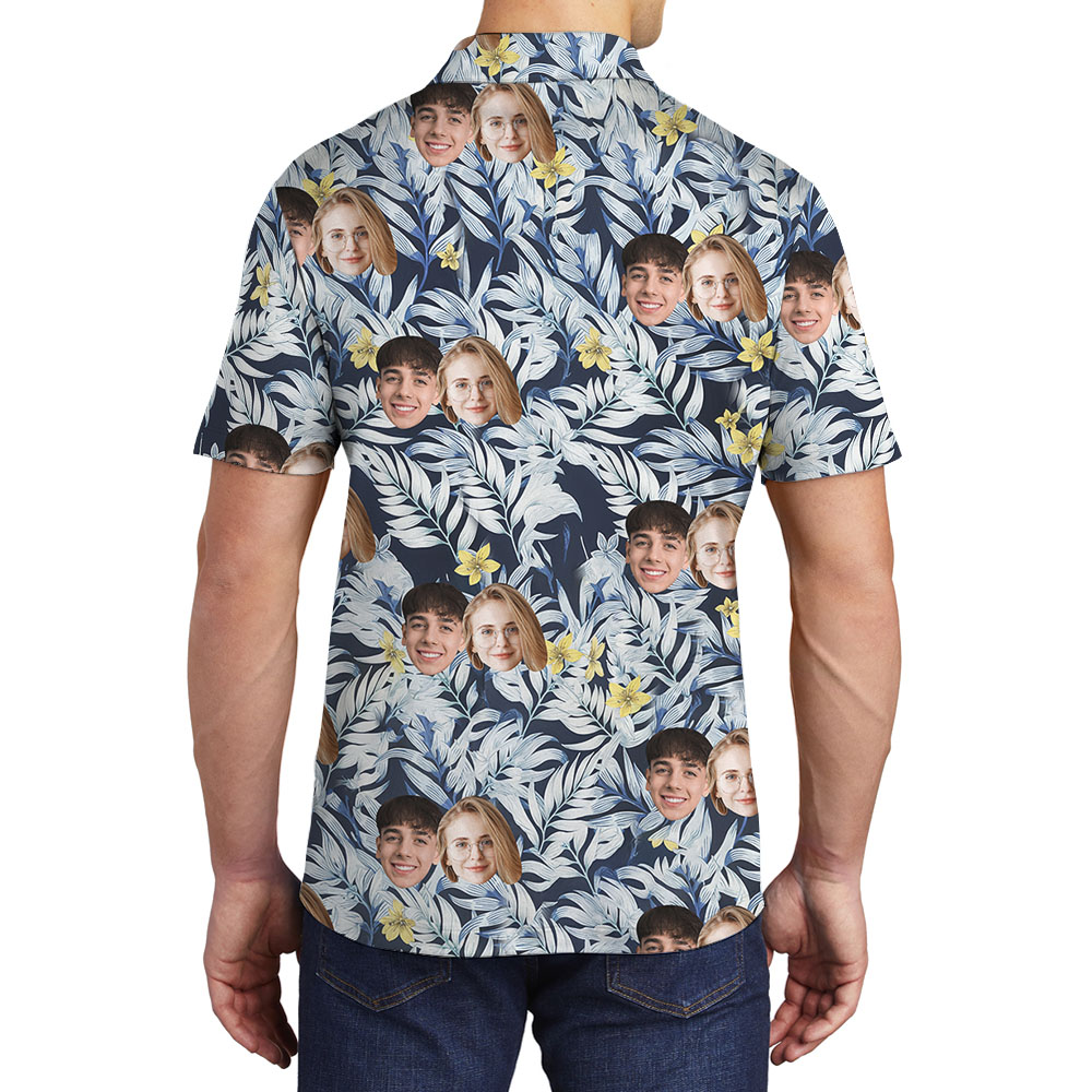 Custom 1-5 Faces Men's Polo Collared Shirt