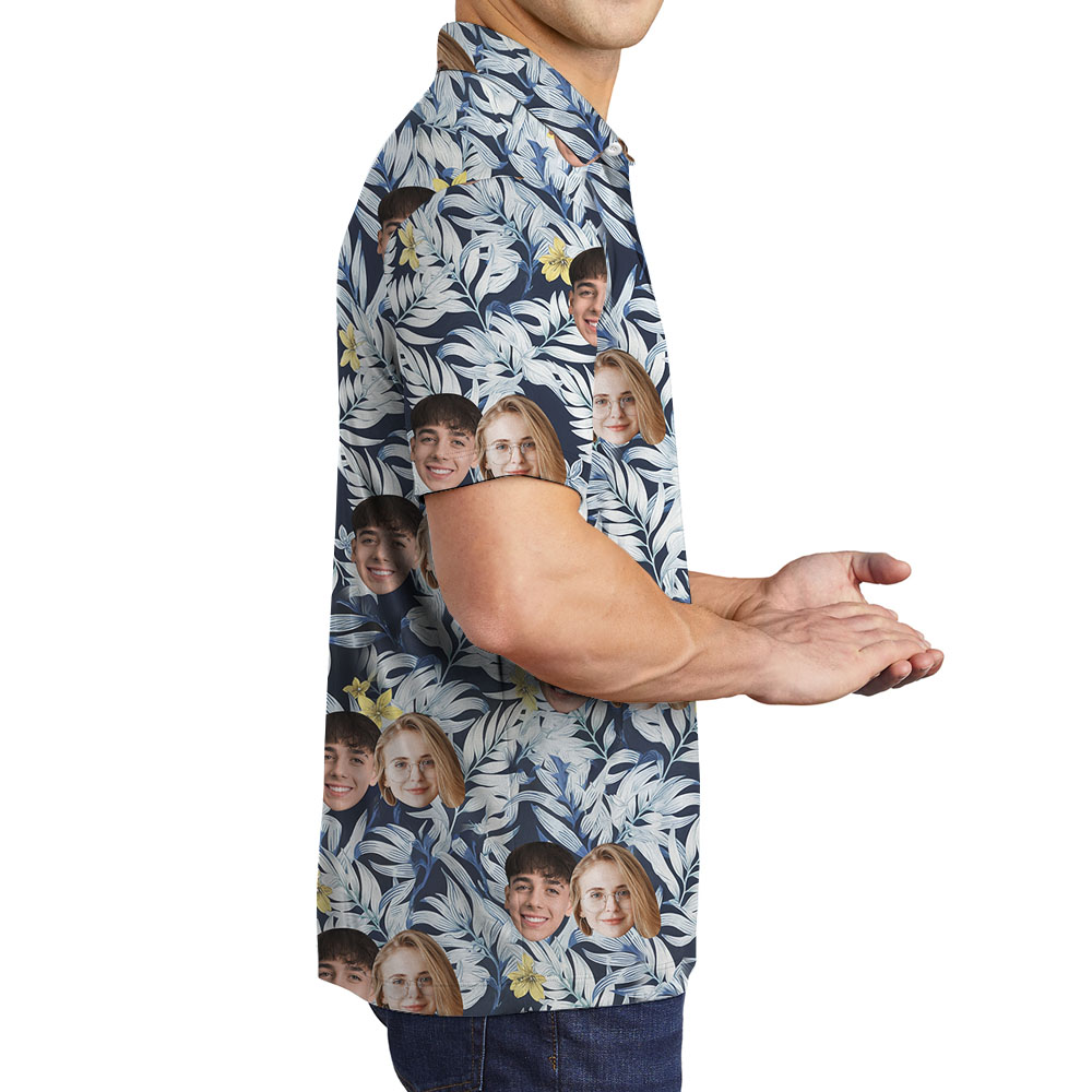Custom 1-5 Faces Men's Polo Collared Shirt
