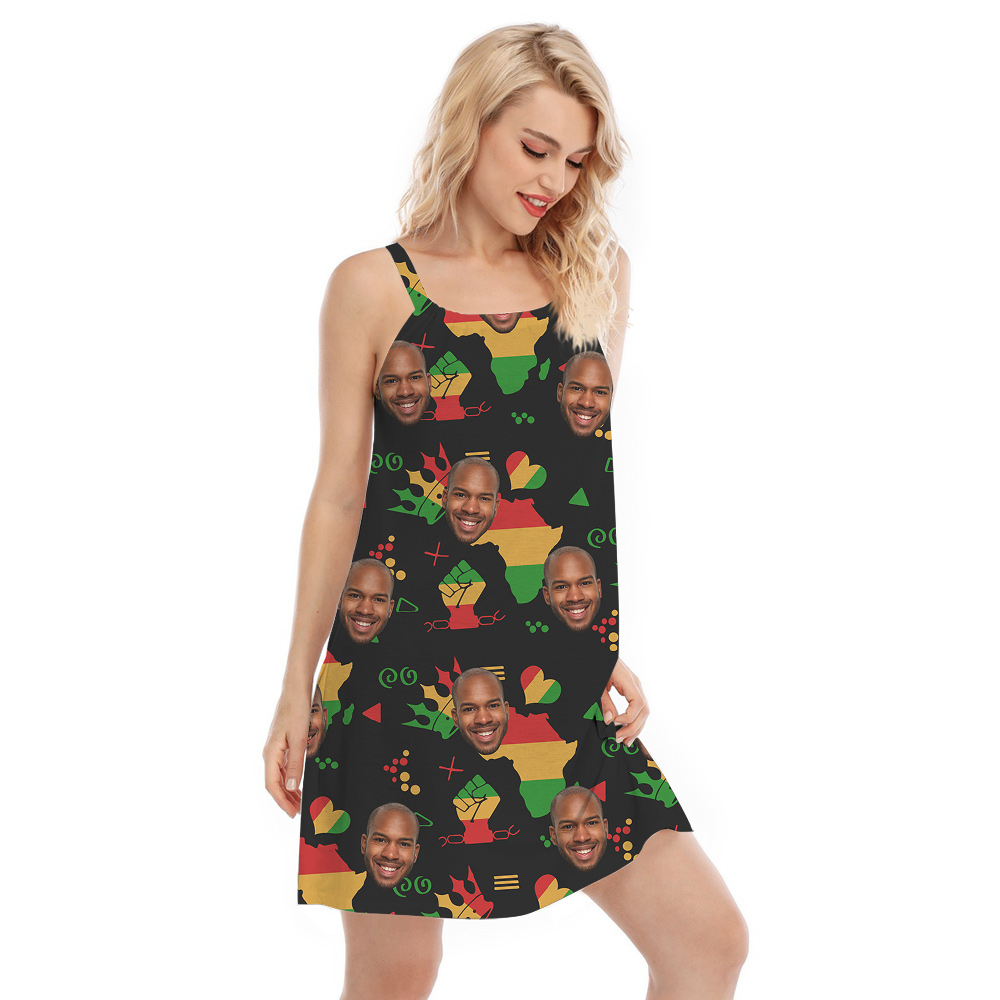 Custom Faces Juneteenth Independence Day Aloha Cami Dress
