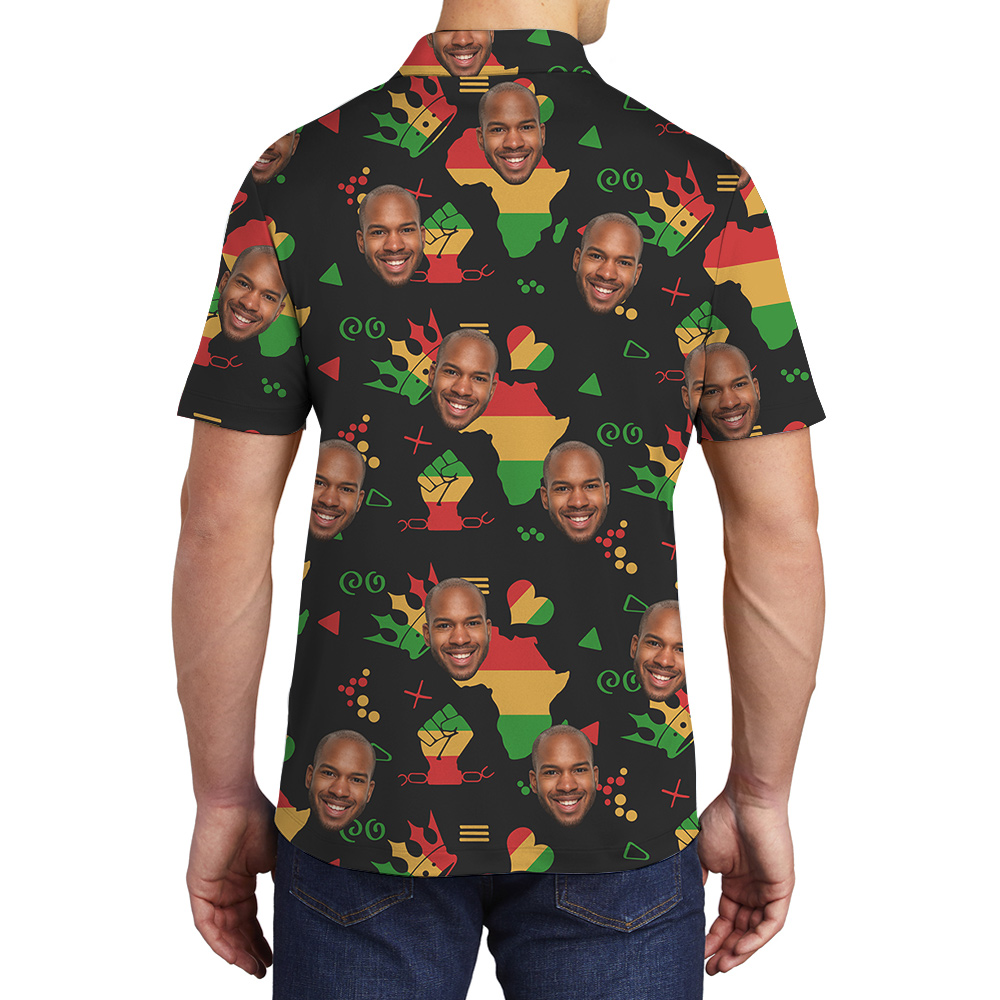 Custom 1 - 4 Faces 19th June Freedom Hawaiian Men Polo Shirt