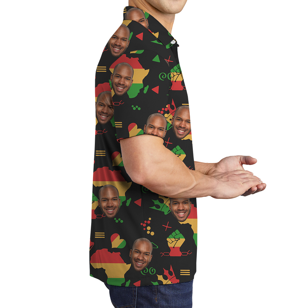 Custom 1 - 4 Faces 19th June Freedom Hawaiian Men Polo Shirt