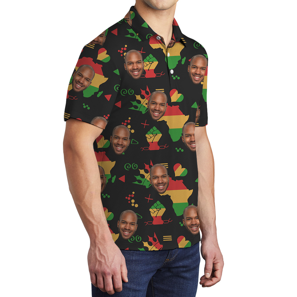 Custom 1 - 4 Faces 19th June Freedom Hawaiian Men Polo Shirt