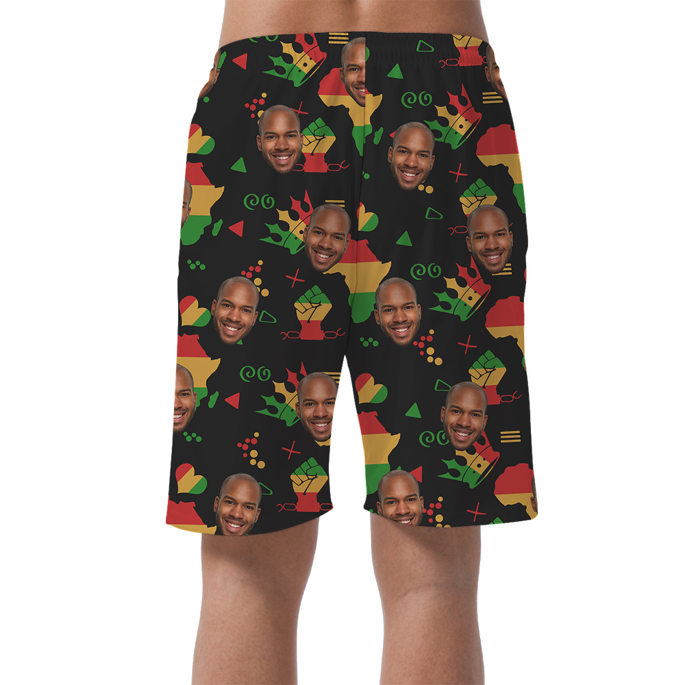 Custom Multiple Faces Aloha Men Short with Juneteenth Theme