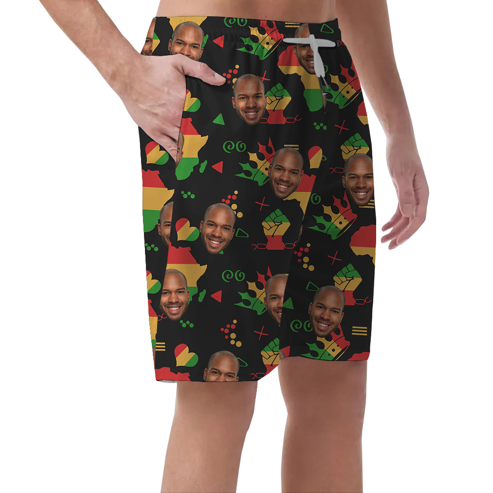 Custom Multiple Faces Aloha Men Short with Juneteenth Theme