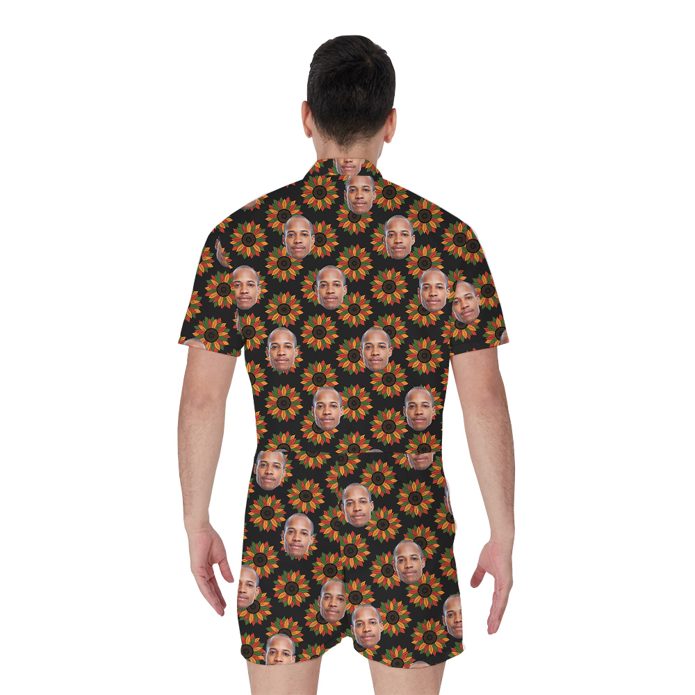 Custom 1-4 Faces Hawaiian Men Romper for Juneteenth