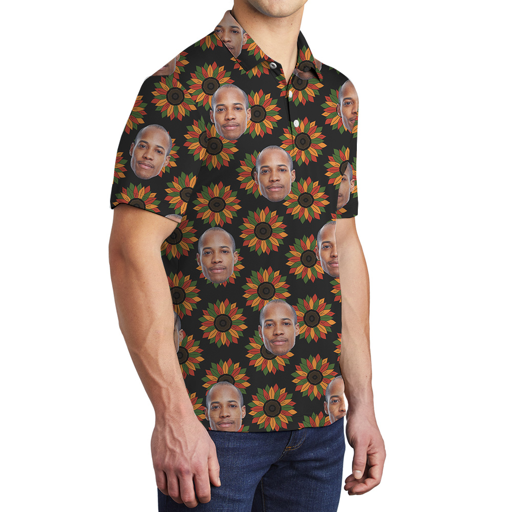 Juneteenth Hawaiian Polo Shirt for Men with 1-4 Custom Faces