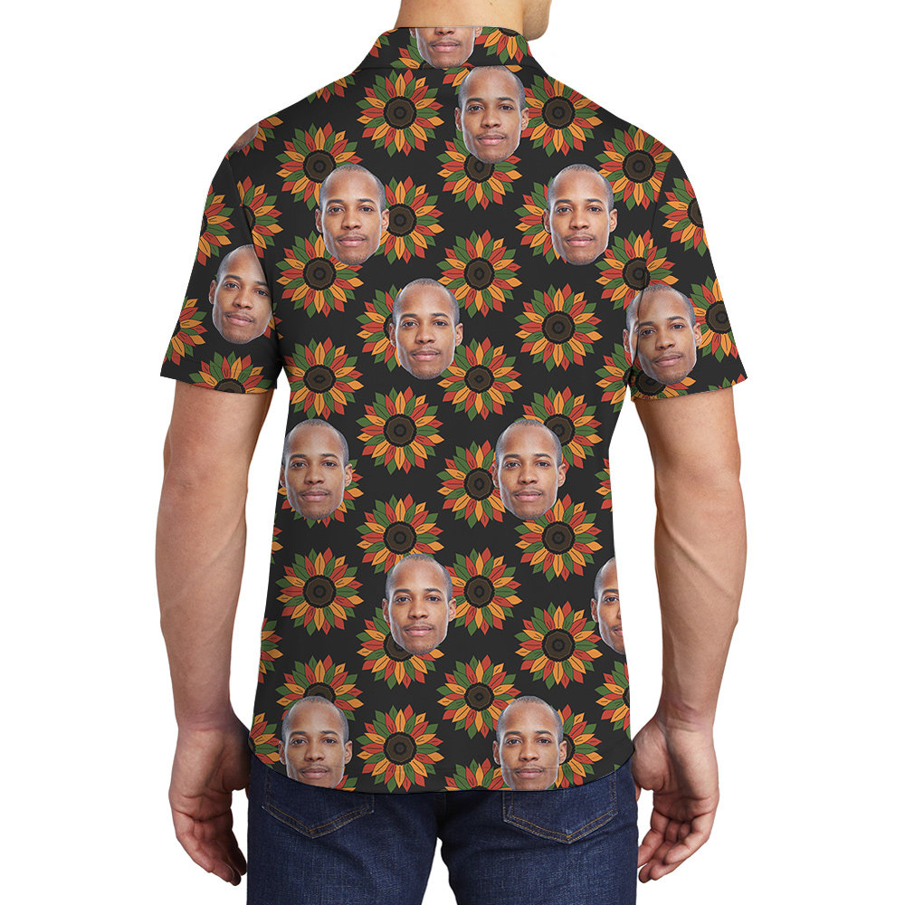 Juneteenth Hawaiian Polo Shirt for Men with 1-4 Custom Faces