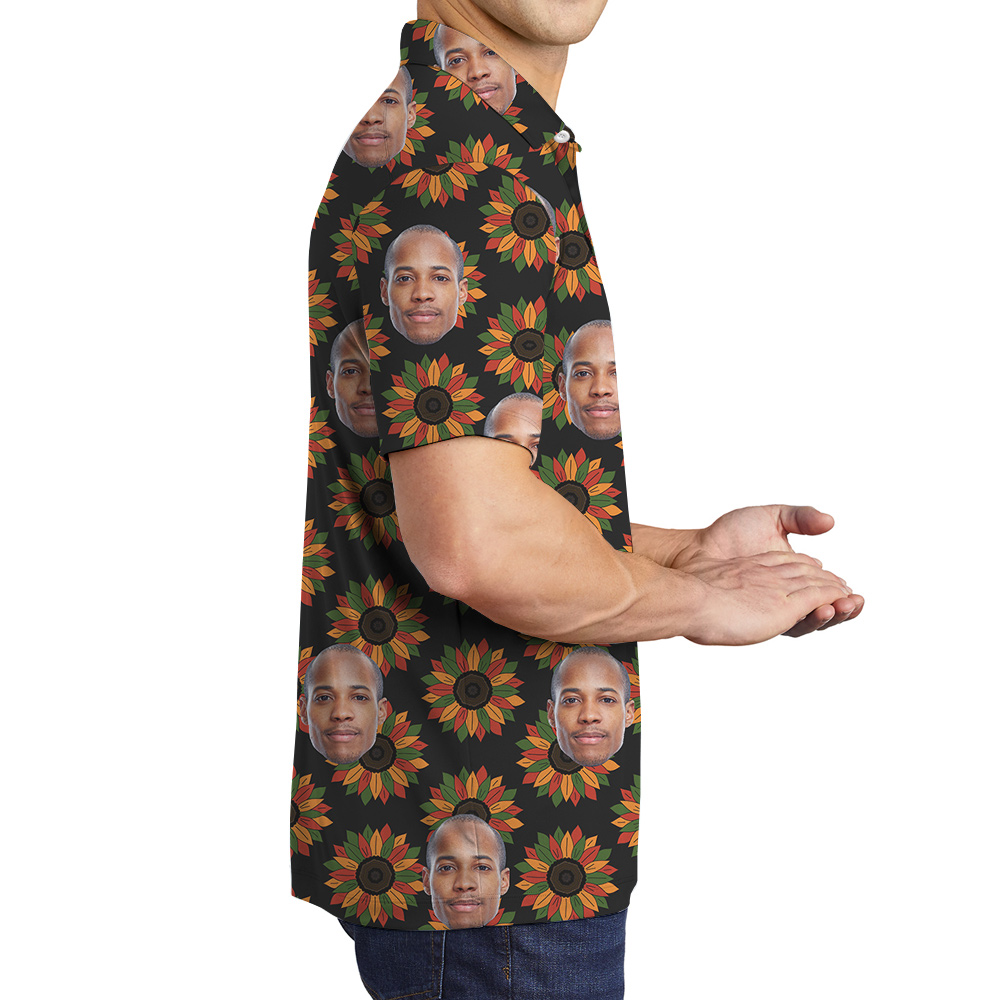 Juneteenth Hawaiian Polo Shirt for Men with 1-4 Custom Faces