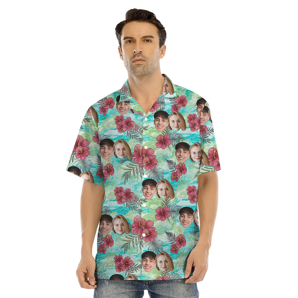 Custom 1-5 Faces Matching Hawaiian Shirt And Dress