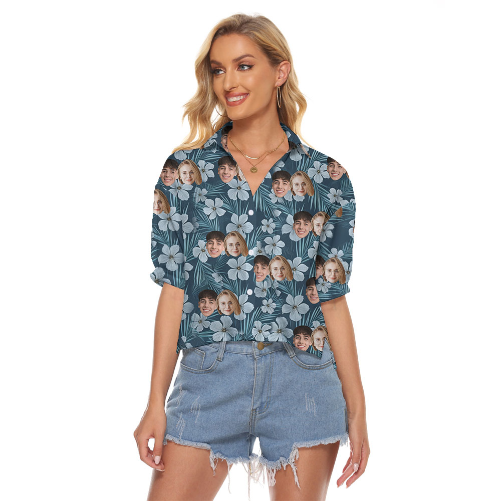 Customize 5 Faces On Women's Hawaiian Shirt - variant image 1