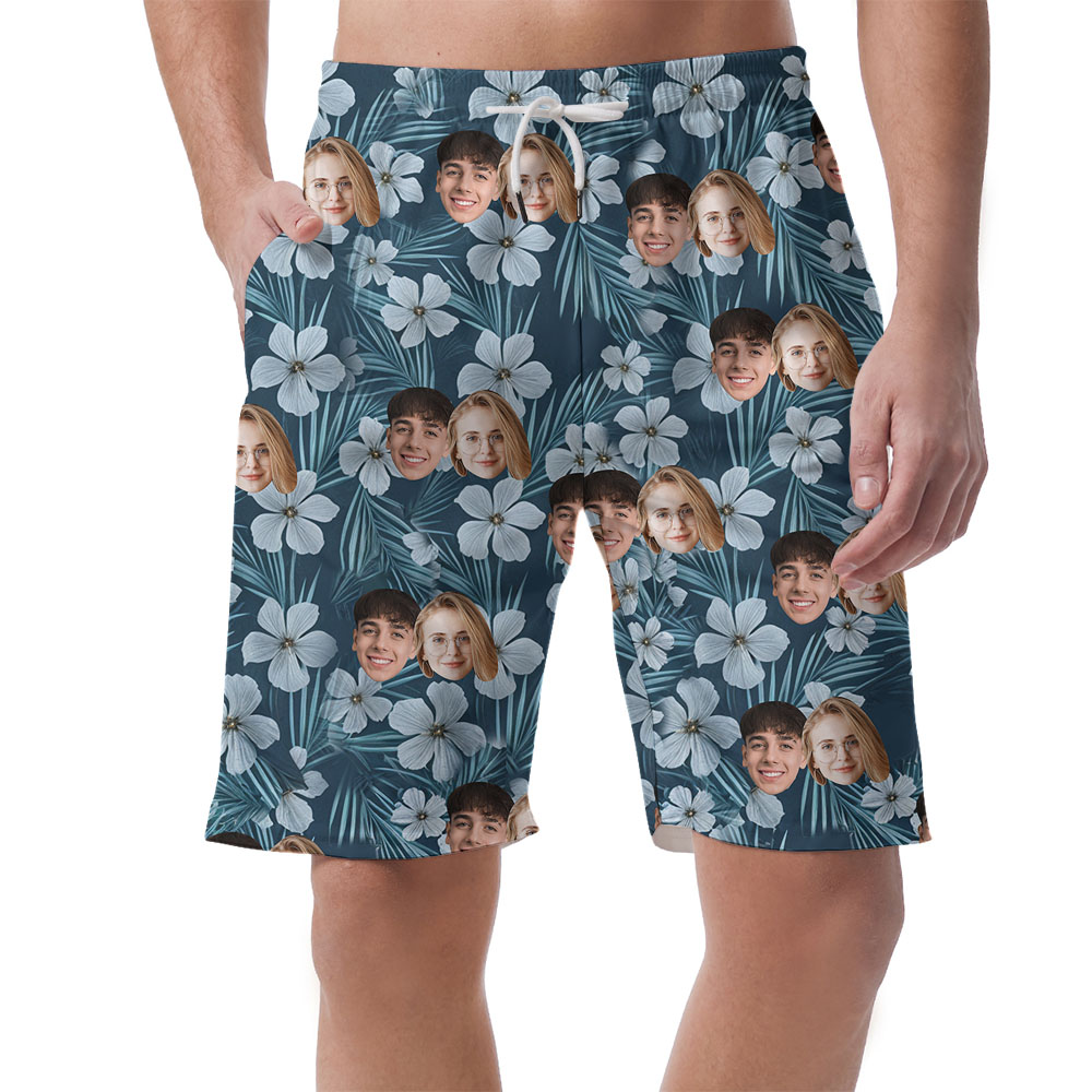 Custom Photo Men's Hawaiian Shorts with 1-5 Faces - variant image 1