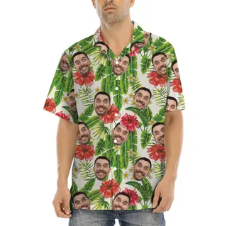 Custom 1-4 Faces Men Tropical Shirt Banana Leaf