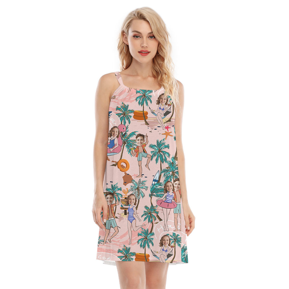 Personalized 2 Faces On Women's Beach Cami Dress - variant image 1