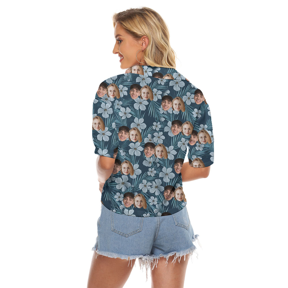 Customize 5 Faces On Women's Hawaiian Shirt