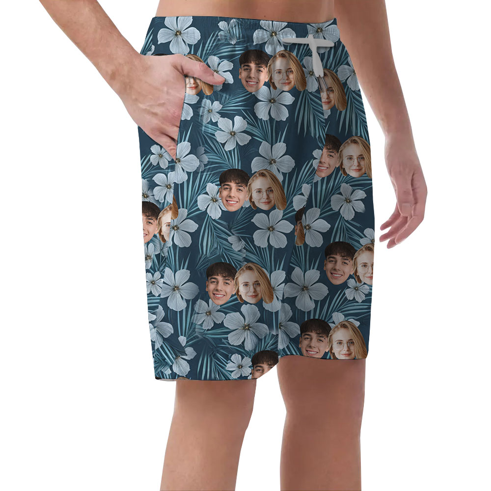 Custom Photo Men's Hawaiian Shorts with 1-5 Faces