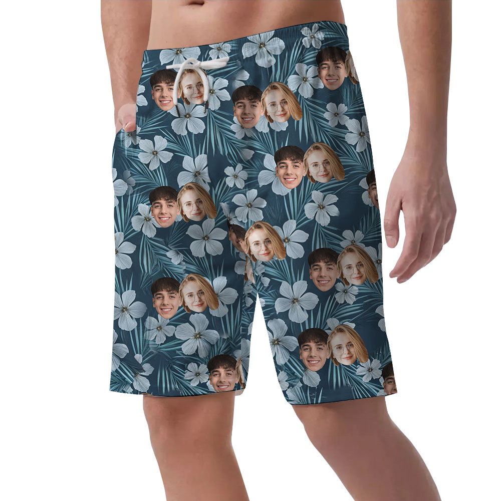 Custom Photo Men's Hawaiian Shorts with 1-5 Faces