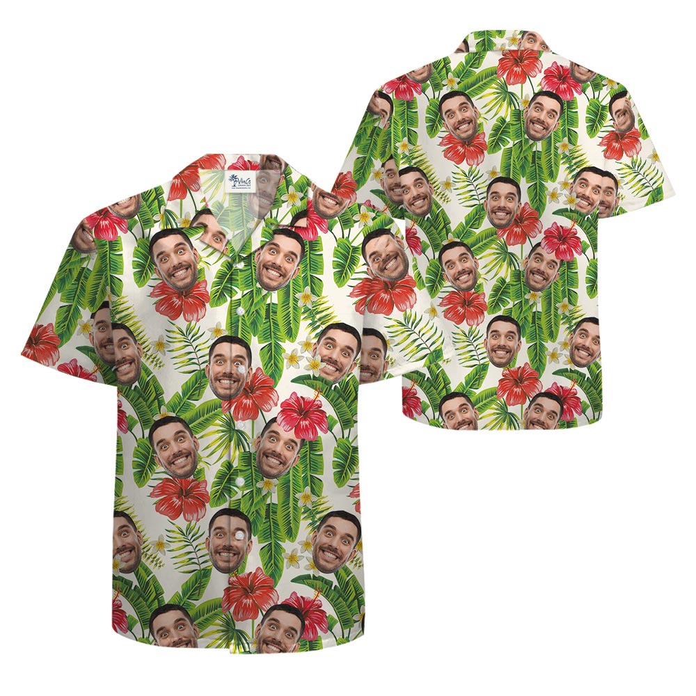 Custom 1-4 Faces Men Tropical Shirt Banana Leaf