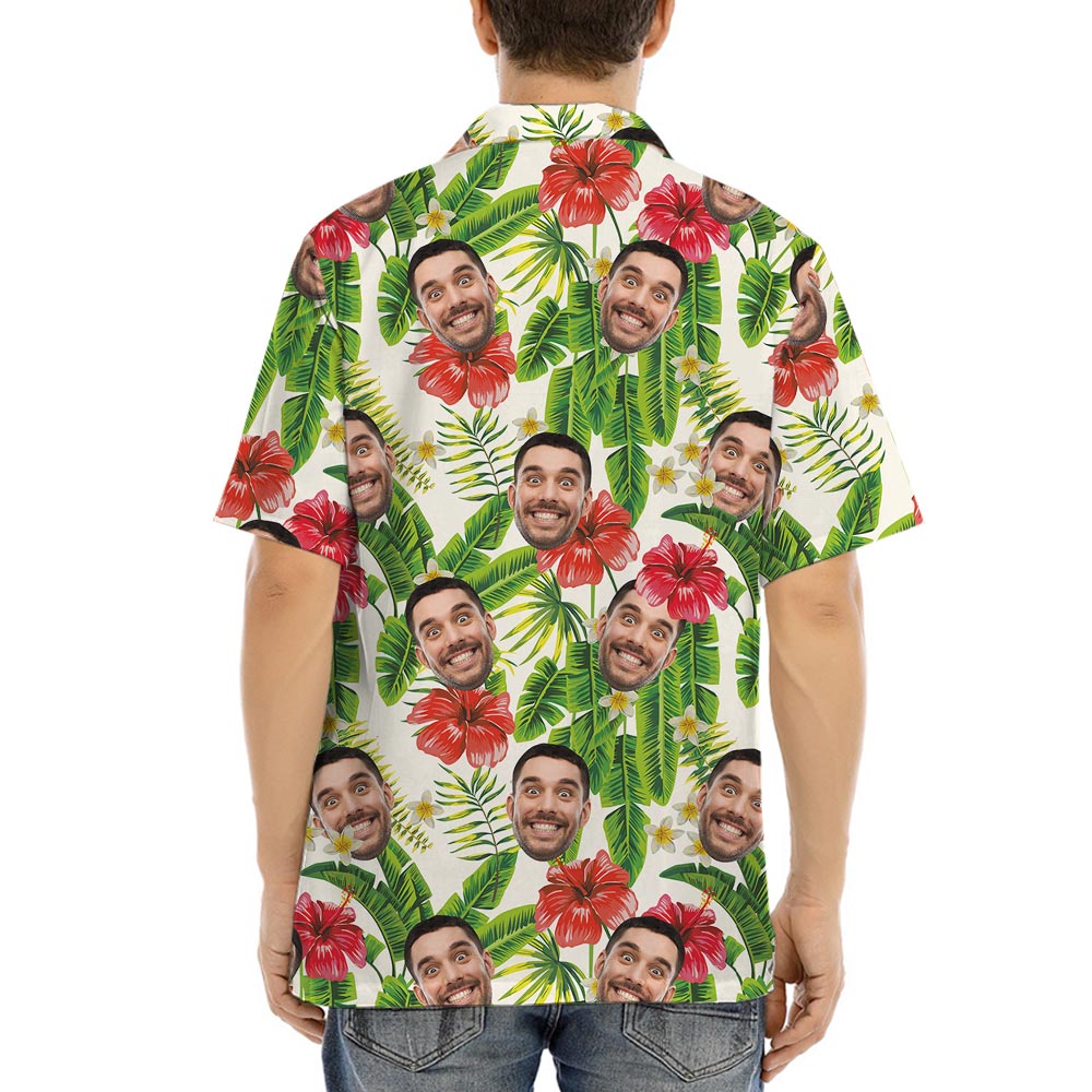 Custom 1-4 Faces Men Tropical Shirt Banana Leaf