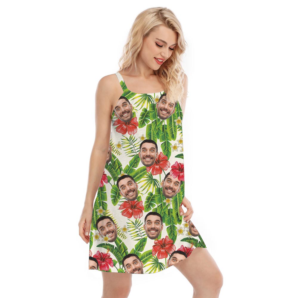 Tropical Hawaiian Dress With Custom Face For Ladies