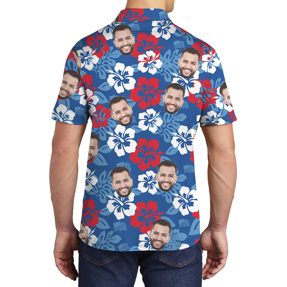 Custom Multiple Hibiscus Blue Men's Polo Shirt
