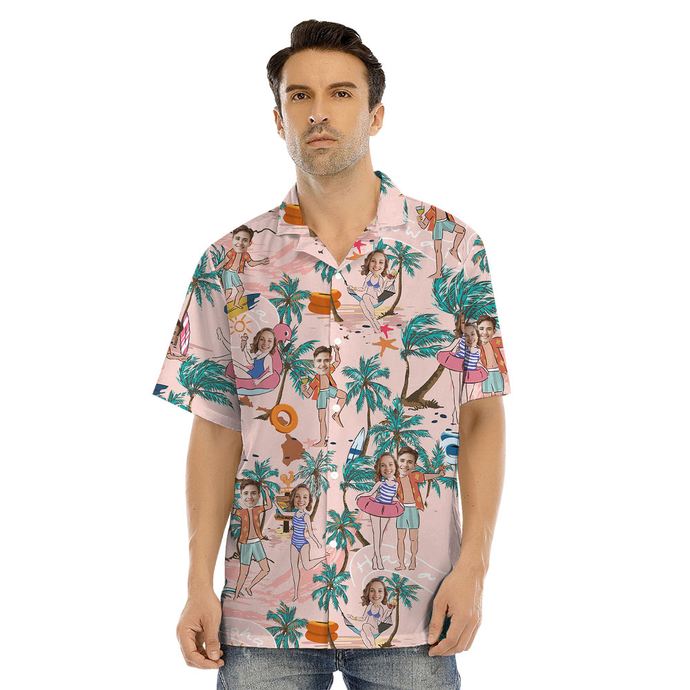 Matching Family Shirt And Dress With Beach Themed And 2 Faces