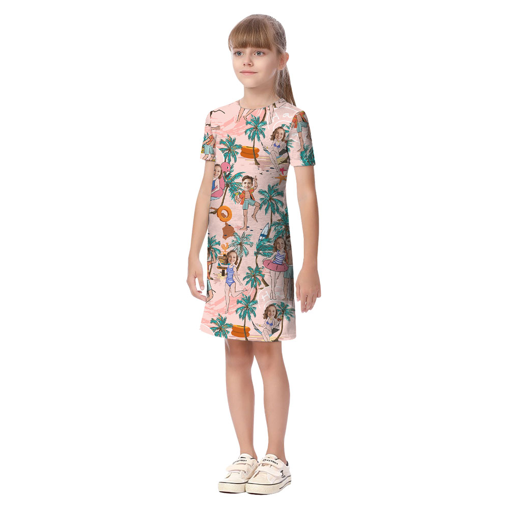 Matching Family Shirt And Dress With Beach Themed And 2 Faces