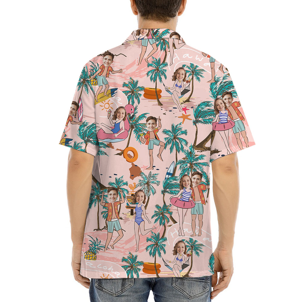 Custom 2 Faces Beach Hawaiian Shirt For Couples