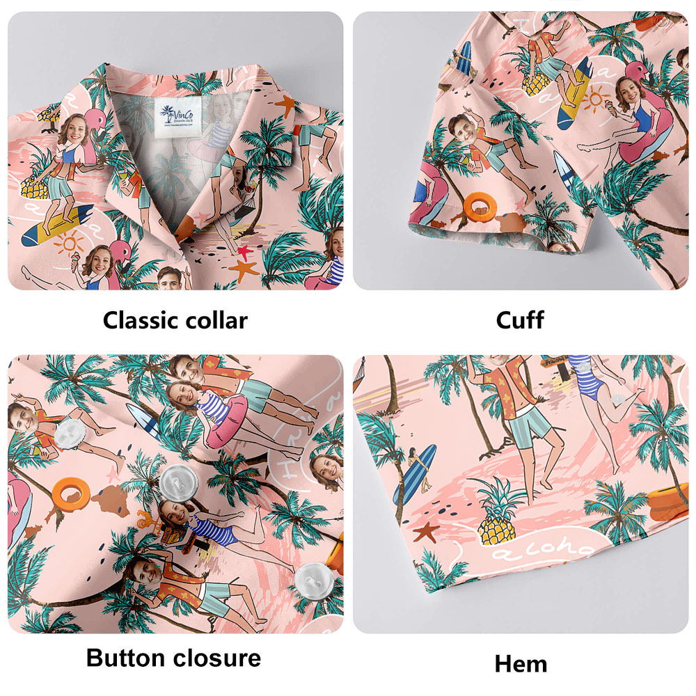 Custom 2 Faces Beach Hawaiian Shirt For Couples