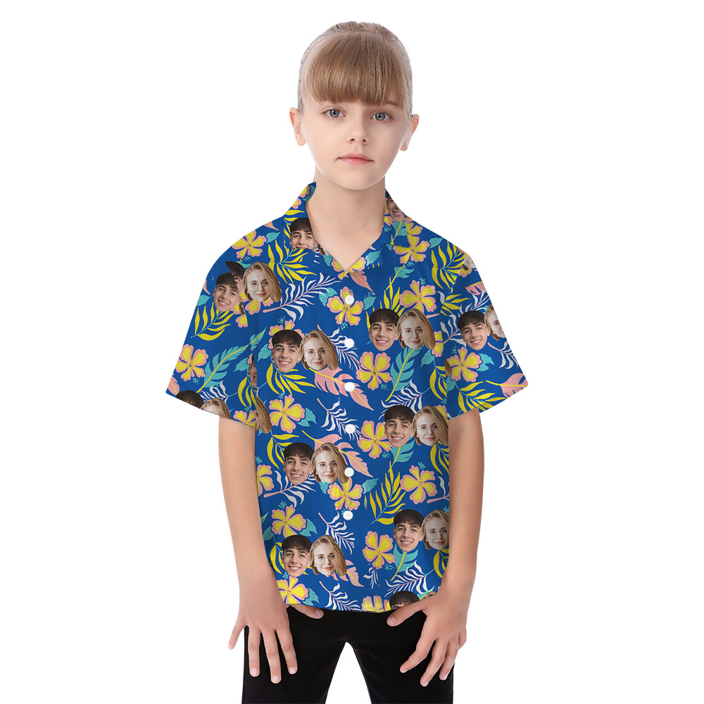 Blue Matching Hawaiian Shirt And Dress With 1-4 Pictures