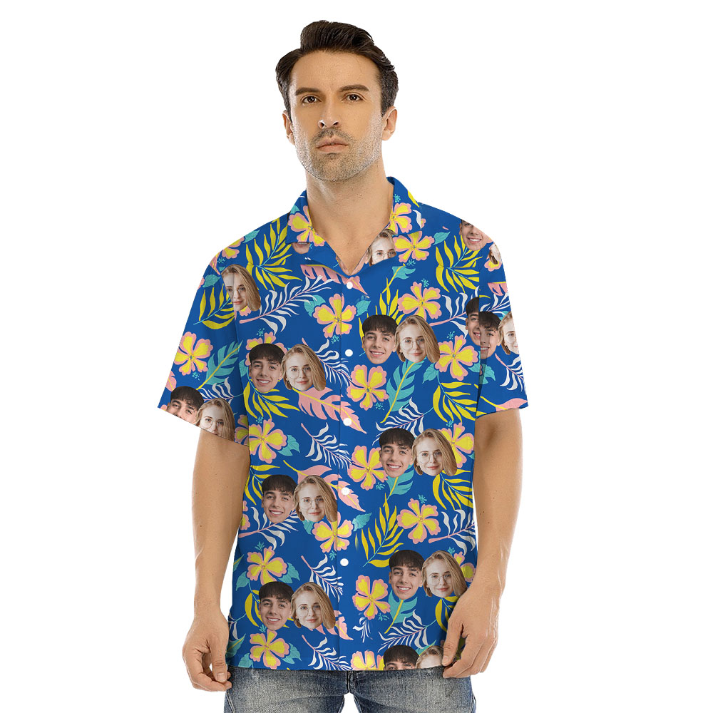 Blue Matching Hawaiian Shirt And Dress With 1-4 Pictures