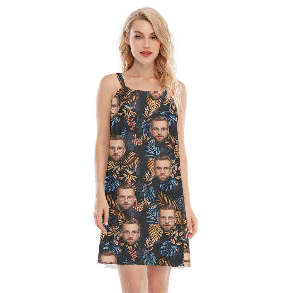 Cool Faces On Tropical Print Women's Cami Dress - variant image 1