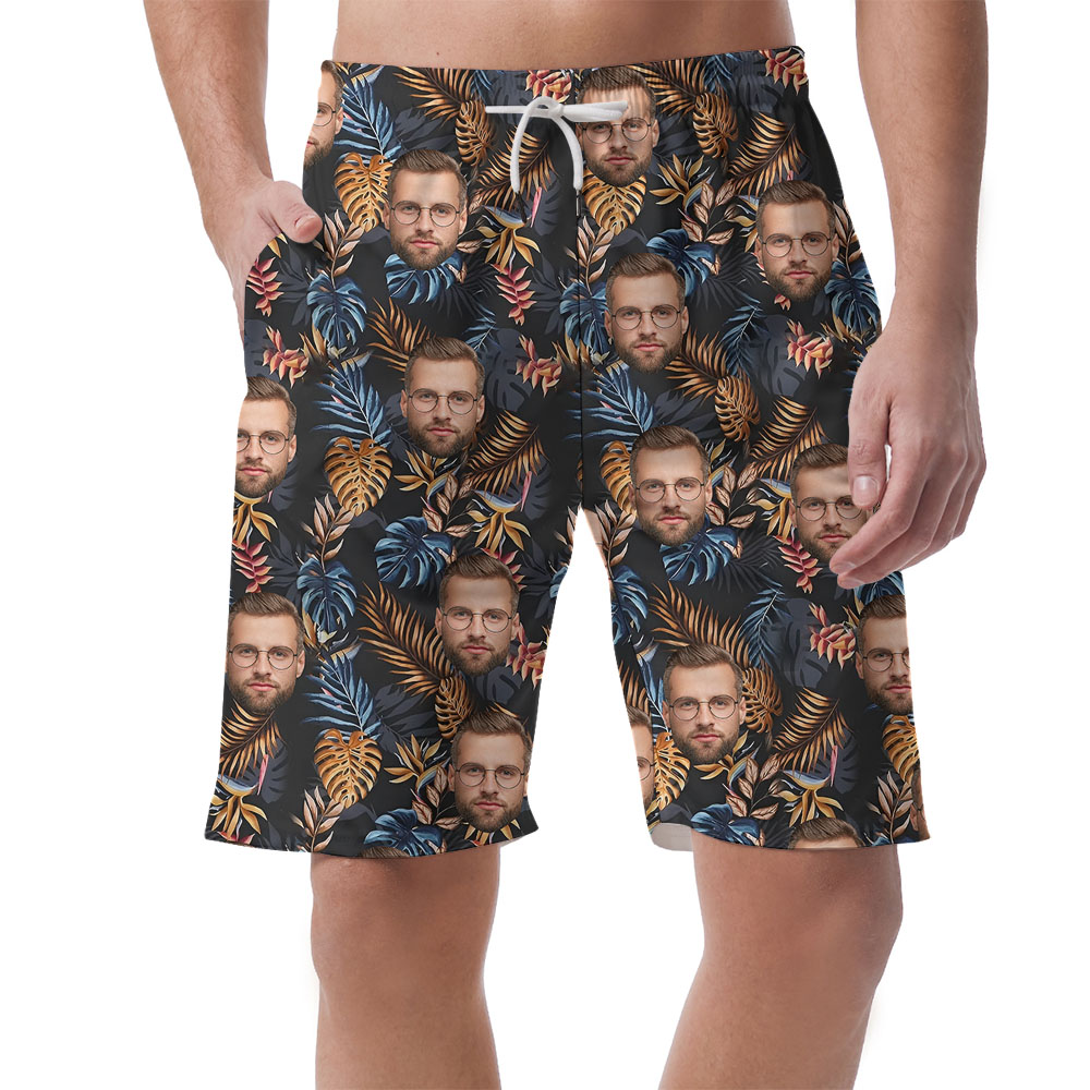 Tropical Leaves Men's Beach Shorts Printed 1-4 Faces - variant image 1