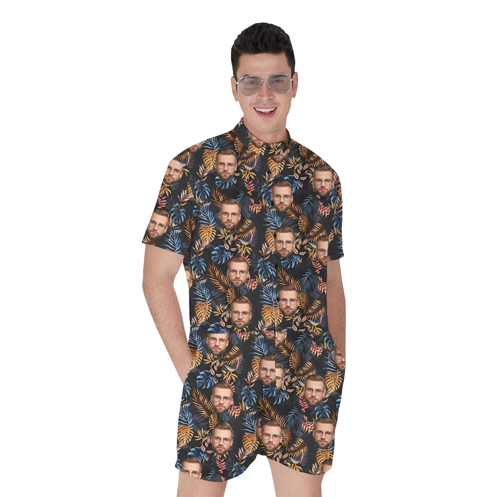 1-4 Faces Printed Tropical Romper For Men - variant image 1