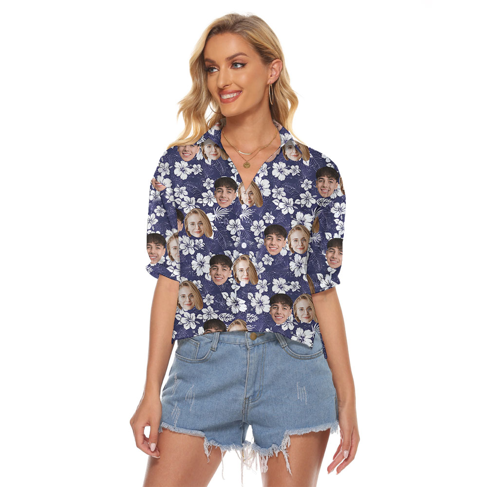 Custom Picture Print Matching Women's Crop Top Navy - variant image 1