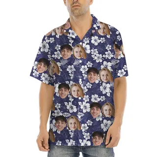 Hilarious Floral Hawaiian Shirts With Custom 1-4 Faces