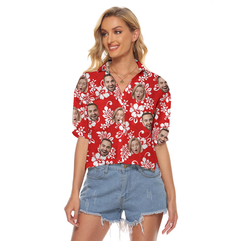 Women's Red Tropical Crop Top With Custom Logo - variant image 1