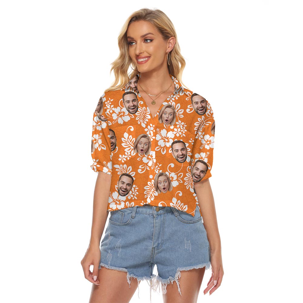 Vintage Orange Women's Cropped Hawaii Shirt Customizable - variant image 1