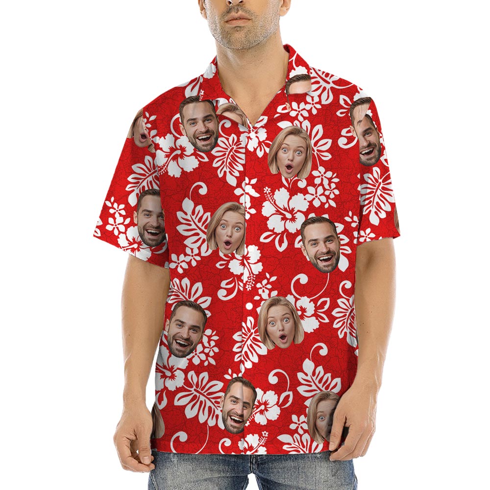 Personalized Men's Red Aloha Shirt With Logo - variant image 1