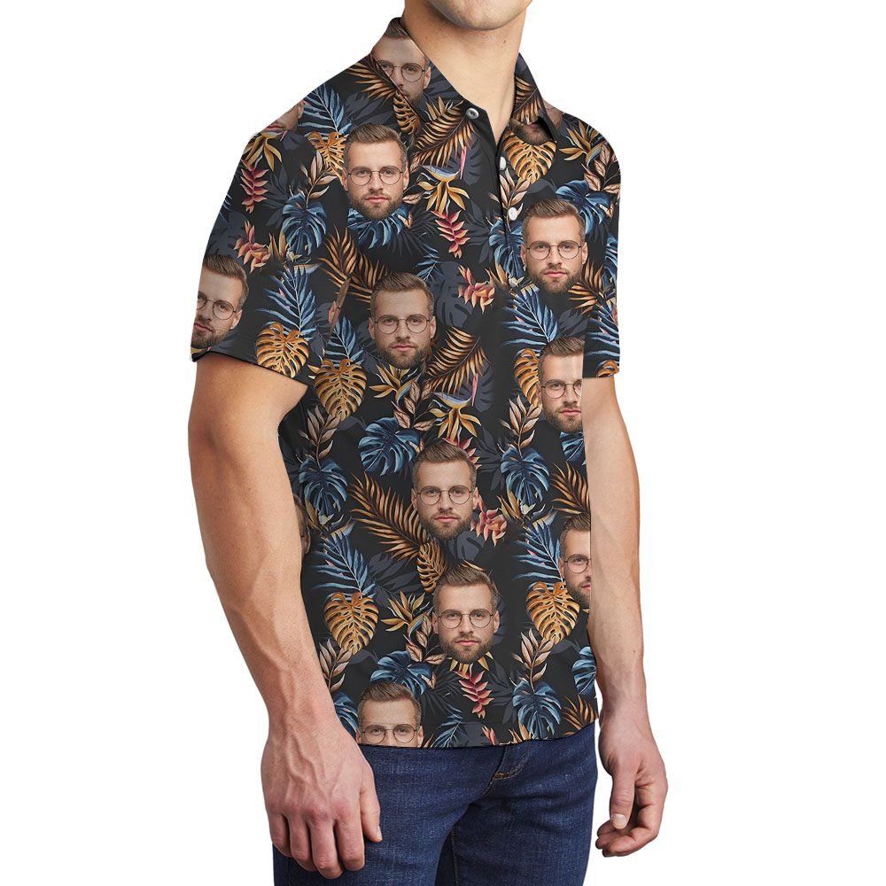 Personalized 1-4 Photos On Men's Polo Golf Shirt