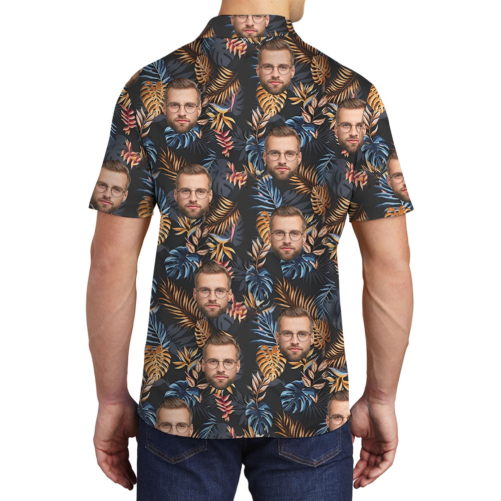 Personalized 1-4 Photos On Men's Polo Golf Shirt