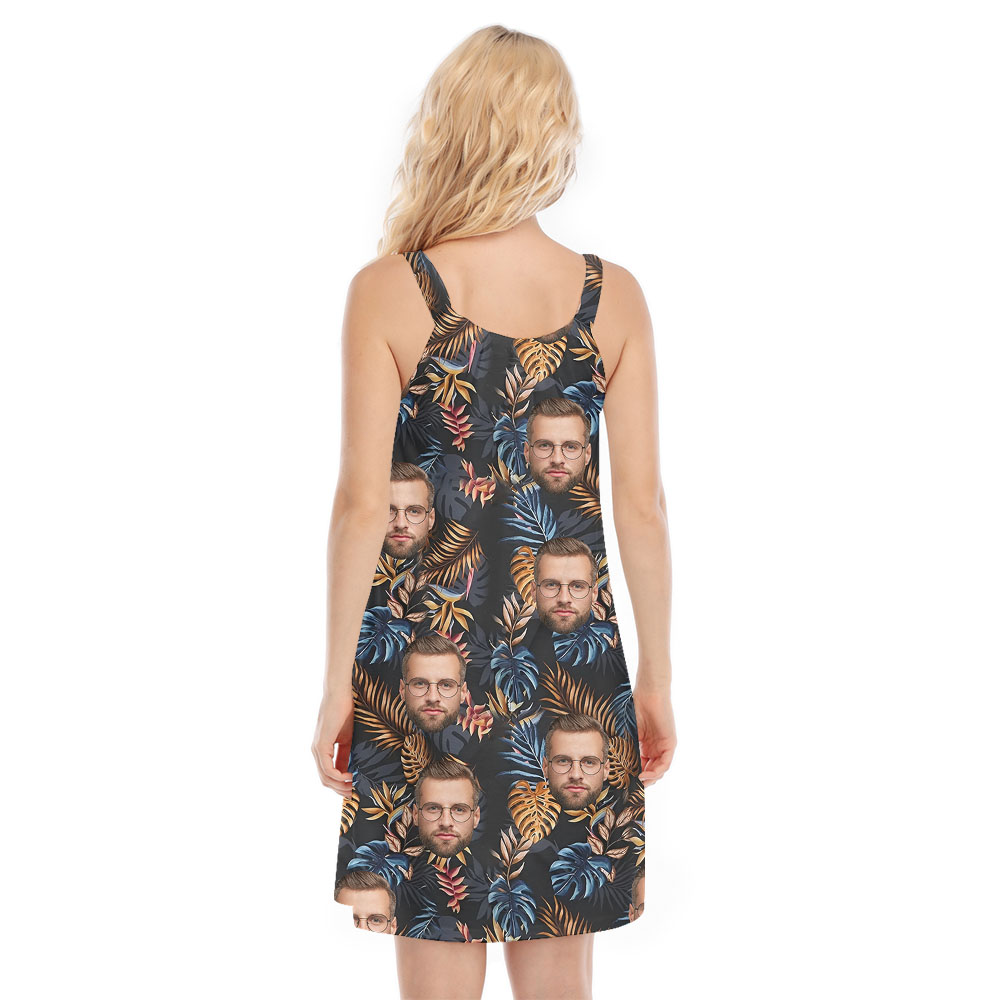 Cool Faces On Tropical Print Women's Cami Dress